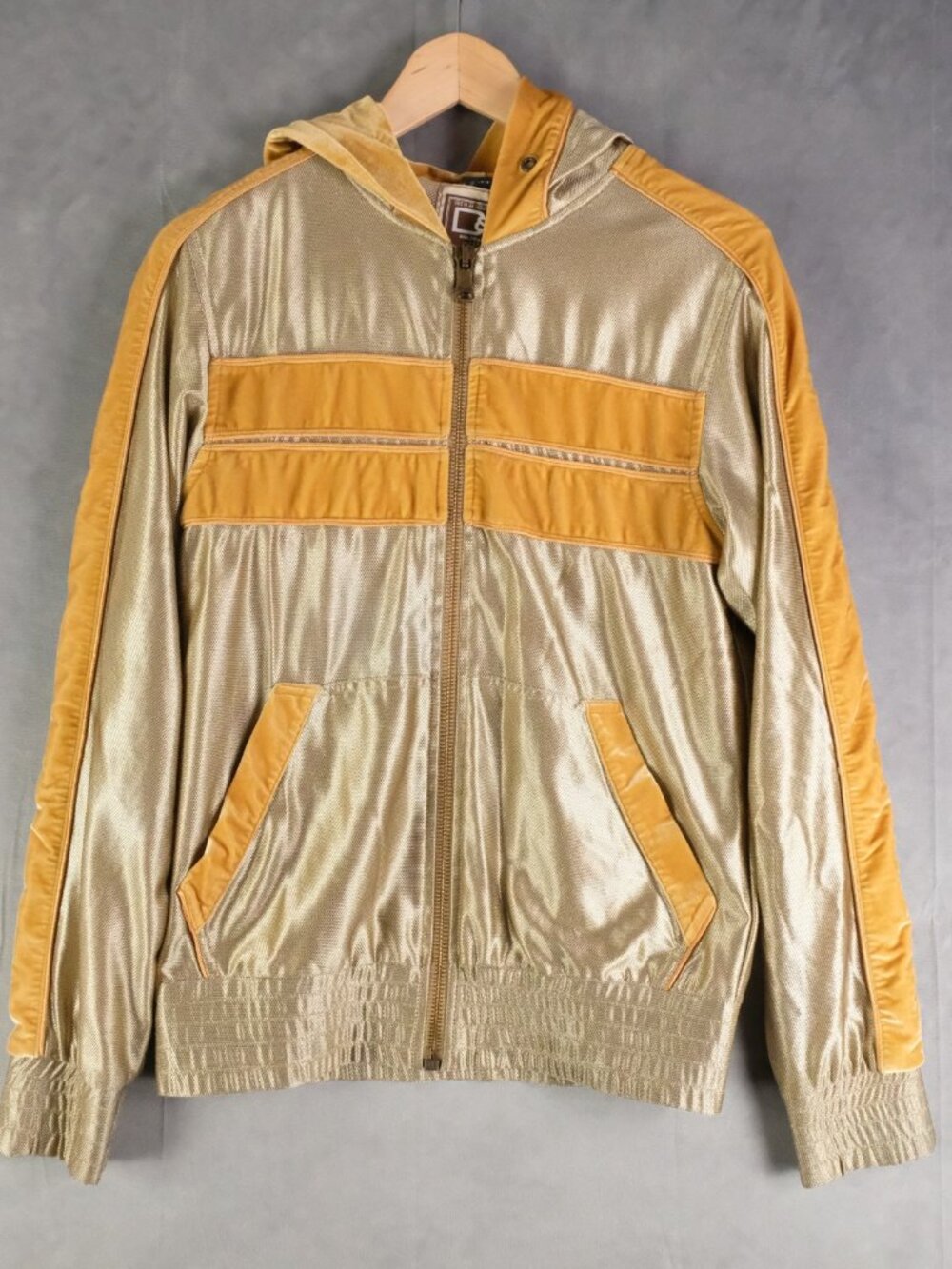 Dolce And Gabbana Track Jacket Womens Medium Gold Velour Trim Vintage